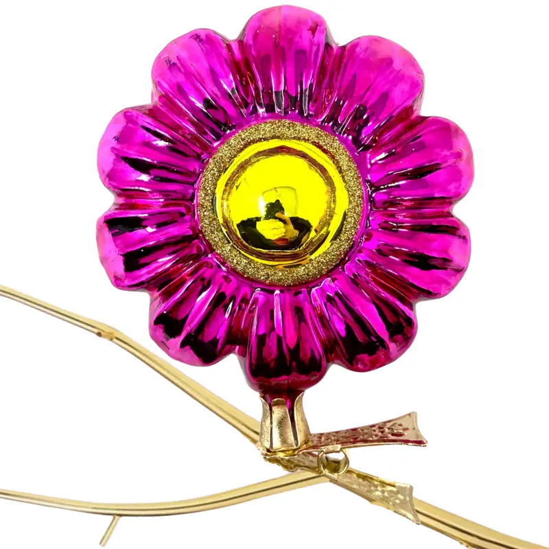 Fuchsia Bohemian Clip-On Glass Holiday Ornament 1