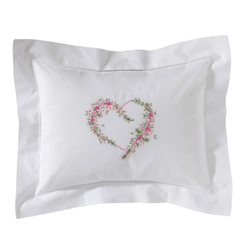 Garden Heart Boudoir Pillow Cover – Pink & Green 1