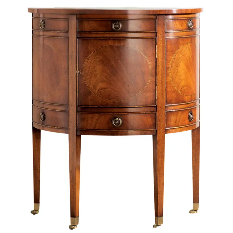 Georgian-Inspired Half-Round Cabinet With Mahogany Inlay Detailing 1