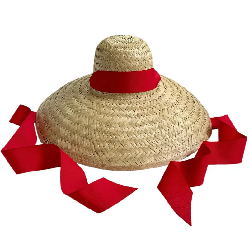 Geranium Sun Hat Adorned With Bold Red Grosgrain Ribbon 1