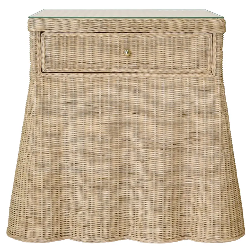 Giselle Compact 1-Drawer Natural Rattan Side Table 1