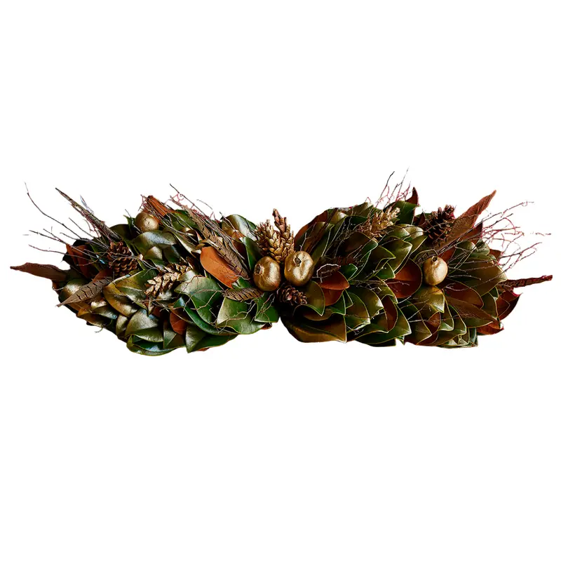 Golden Woodlands Fresh Magnolia Centerpiece – 36 Inch Table Arrangement 1