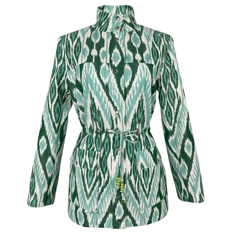 Green Silk Ikat Cropped Jacket 1