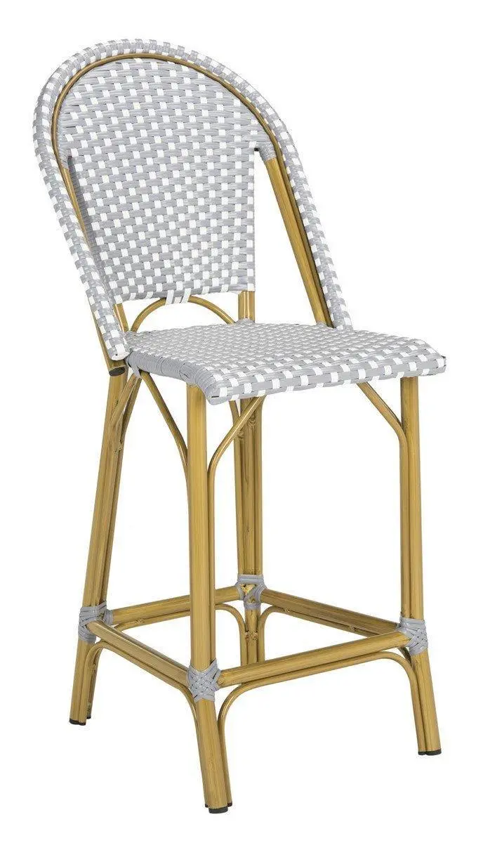 Grey-And-White French Bistro Counter Stool – Stackable & Space-Saving 1