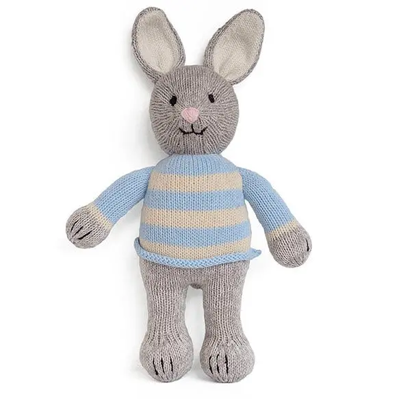 Grey Bunny Doll Wearing A Cozy Sweater 1