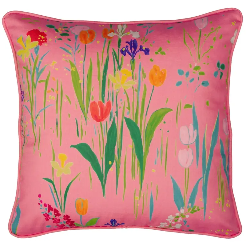 Guermantes Floral Pillow Cover In Vibrant Pink 1