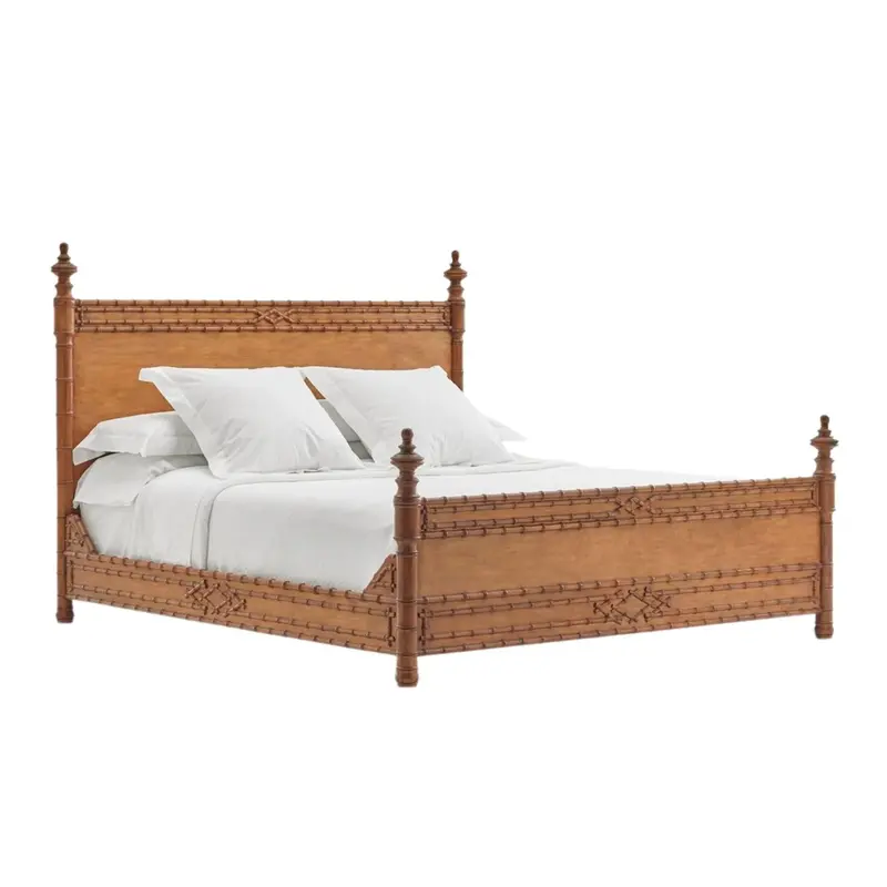 Hand-Carved Bamboo Platform Bed Frame 1