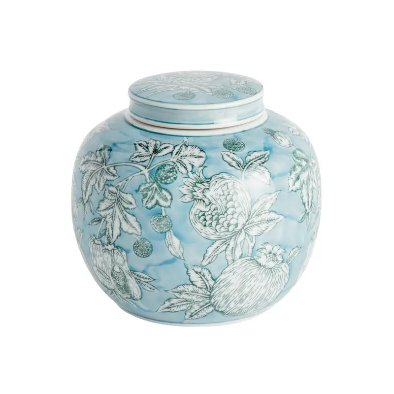 Hand-Drawn Pomegranate Design Ceramic Lidded Jar 1
