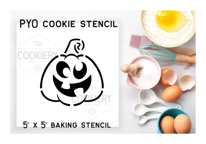 Hand-Drawn Pumpkin Stencil For Cookies – Paint-Your-Own Airbrush Template 1