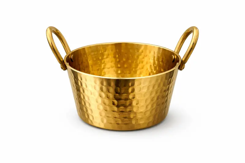 Hand-Hammered Brass-Gold Plated Serving Bowl – 10.5 Cm Diameter Accent Piece 1