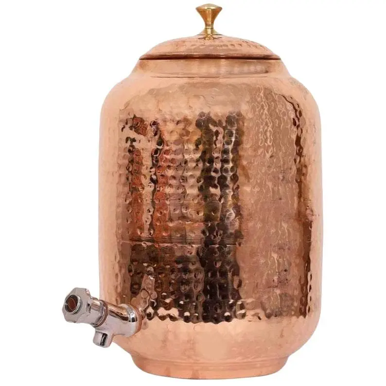 Hand-Hammered Pure Copper Water Dispenser – 8 L / 12 L / 16 L Matka Style (Krishna Design) 1