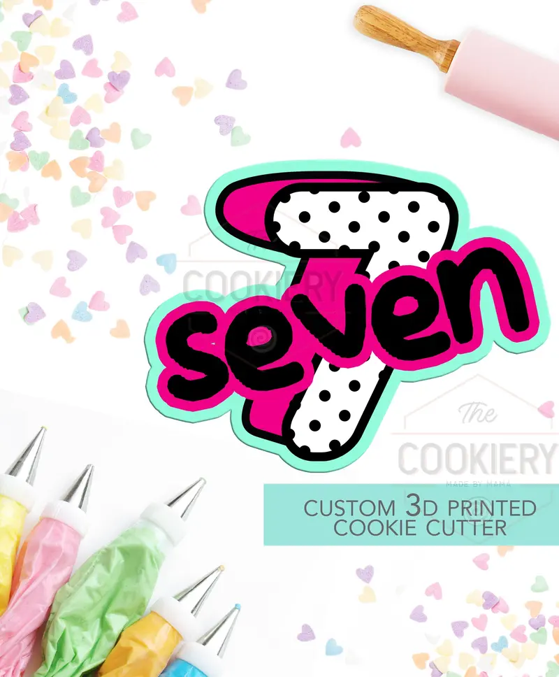Hand-Lettered Number 7 Cookie Cutter – Stylish Numerical Baking Shape 1