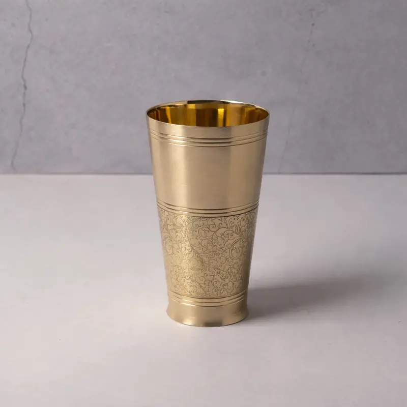 Handcrafted Brass Lassi Glass – Traditional Drinking Vessel (Single Piece) 1