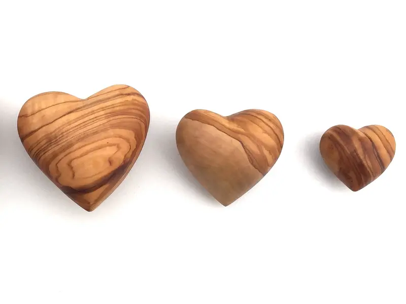 Handcrafted Olive Wood Heart Decor – Three Sizes Available 1