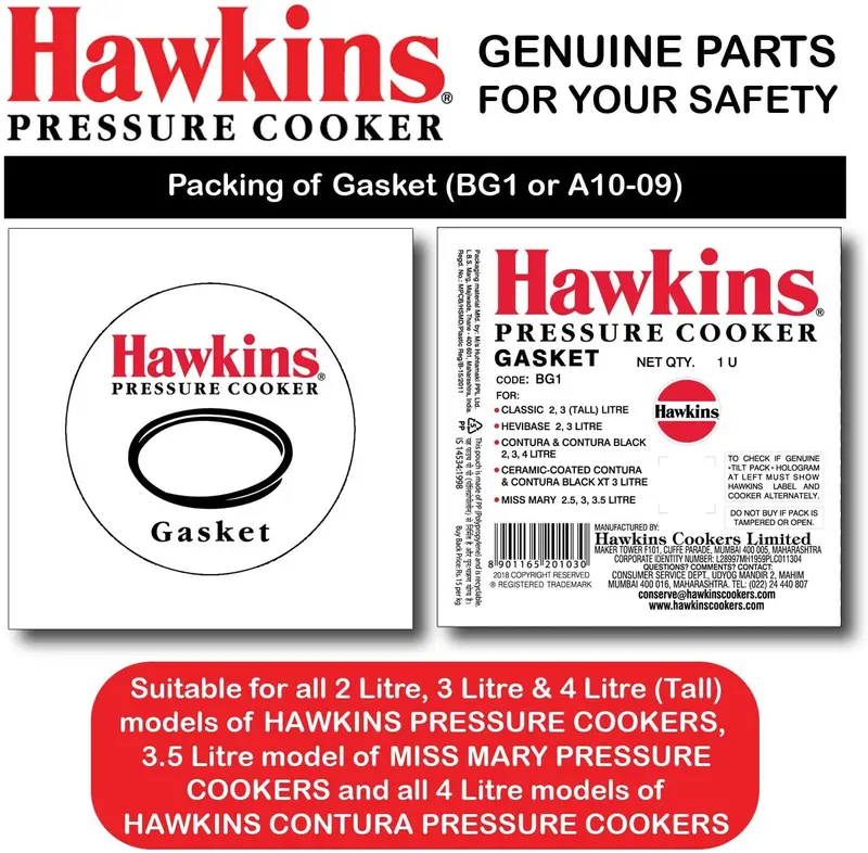 Hawkins Bg/A10-09 Silicone Sealing Gasket For 2–4L Pressure Cookers 1