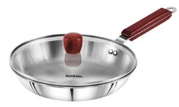 Hawkins Triply Stainless Steel 24Cm Frying Pan – Induction-Compatible With Tempered Glass Lid 1