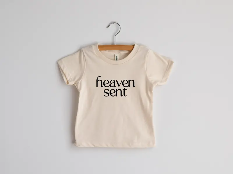 Heaven Sent Organic Kids Tee – Cream, Comfort-Fit Style 1