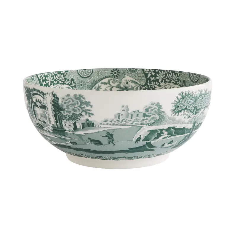 Heritage Green Italian Ceramic Round Serving Bowl 1