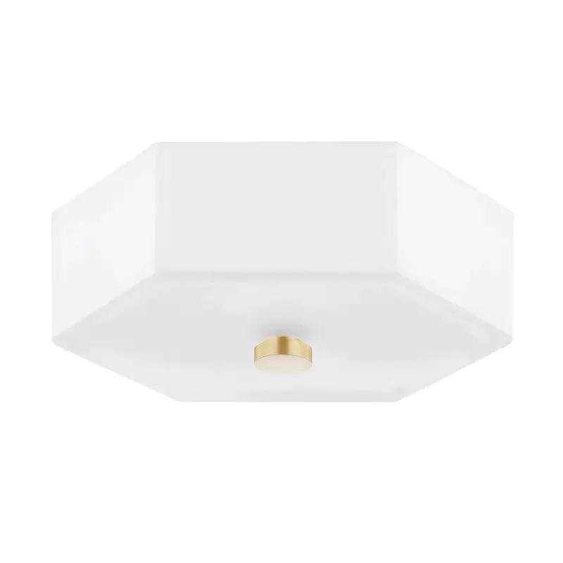 Hexagonal White Glass Flush-Mount Ceiling Light Fixture 1