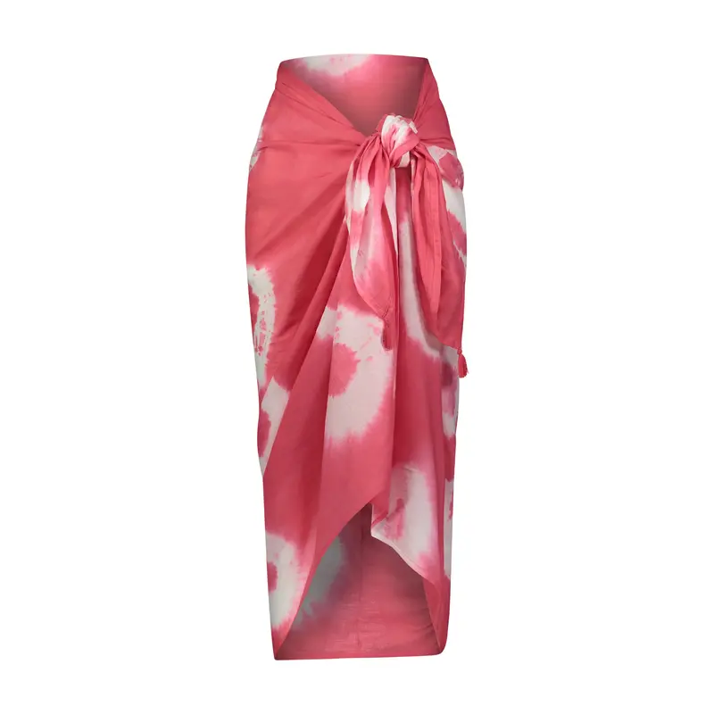 Hibiscus Print Cotton Pareo – Tropical Beach Accessory 1
