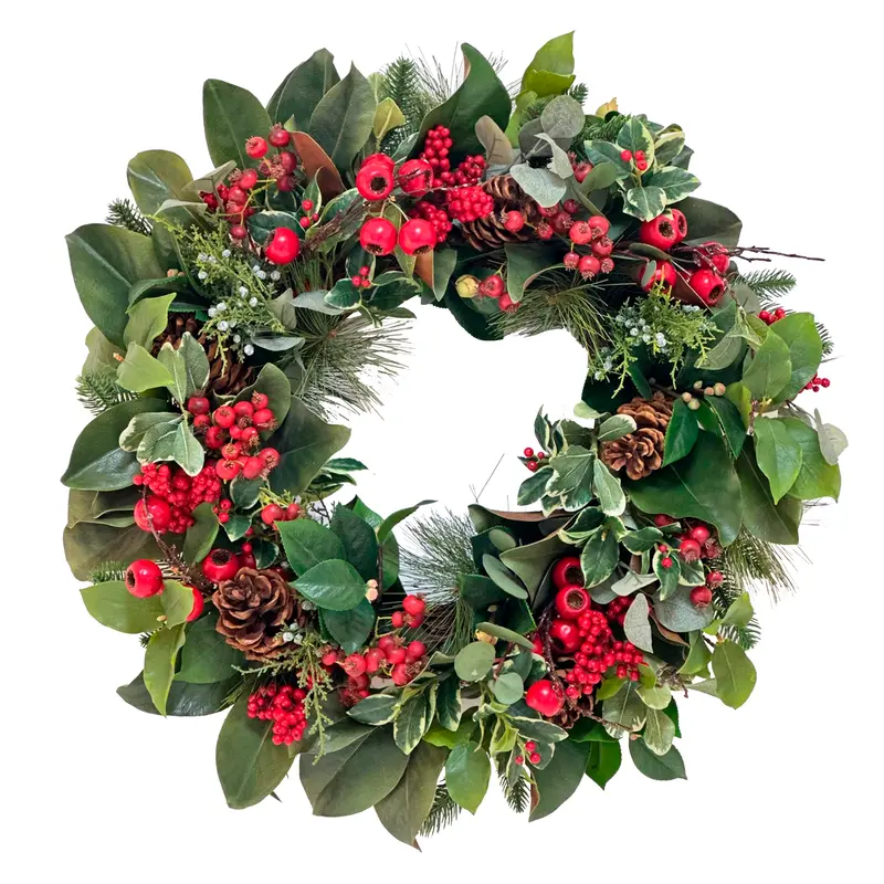 Holiday Deluxe Mixed-Green Wreath – 26-Inch Premium Artificial Ring 1