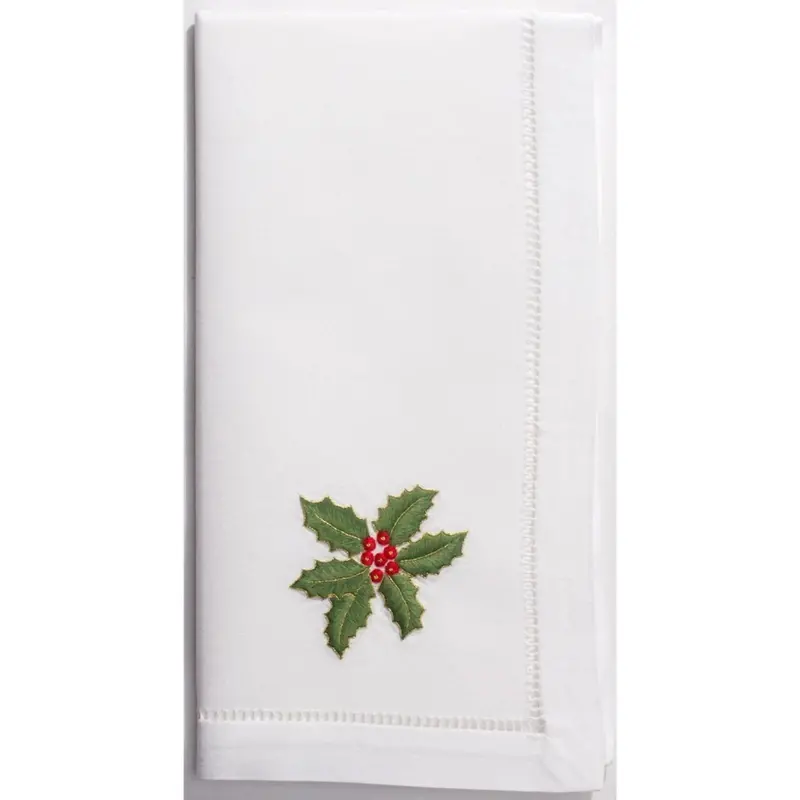Holly Gold Holiday Dinner Napkin – Festive Linen Accent 1