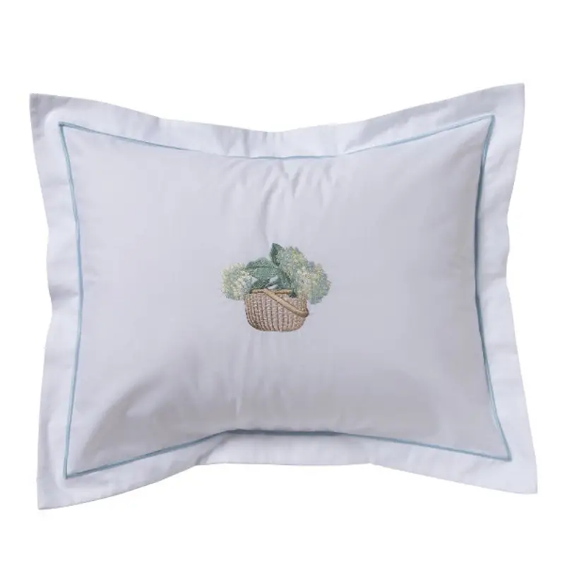 Hydrangea Basket Cream & Blue Boudoir Pillow Cover 1