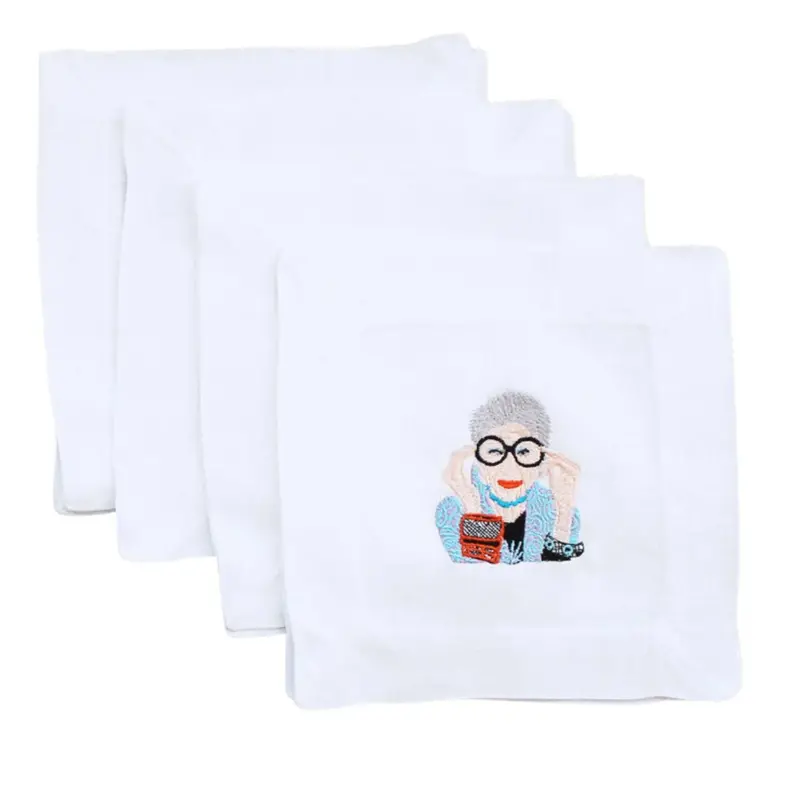 Iris Pattern Cocktail Napkins – Premium Linen-Blend Set 1