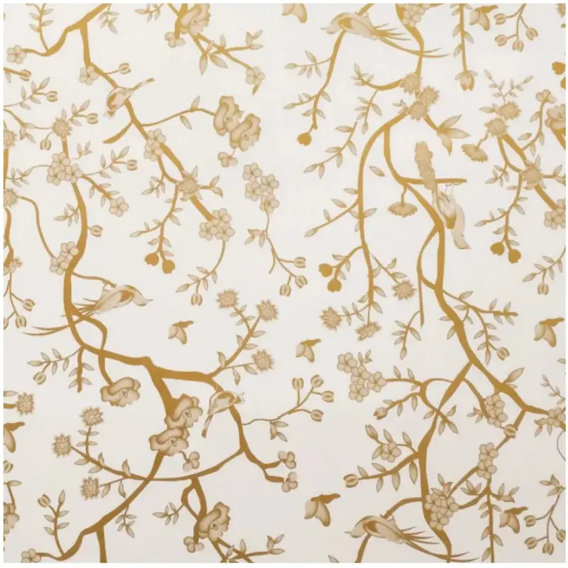 Ivory Chinoiserie-Print Gift Wrap With Metallic Gold Accents 1