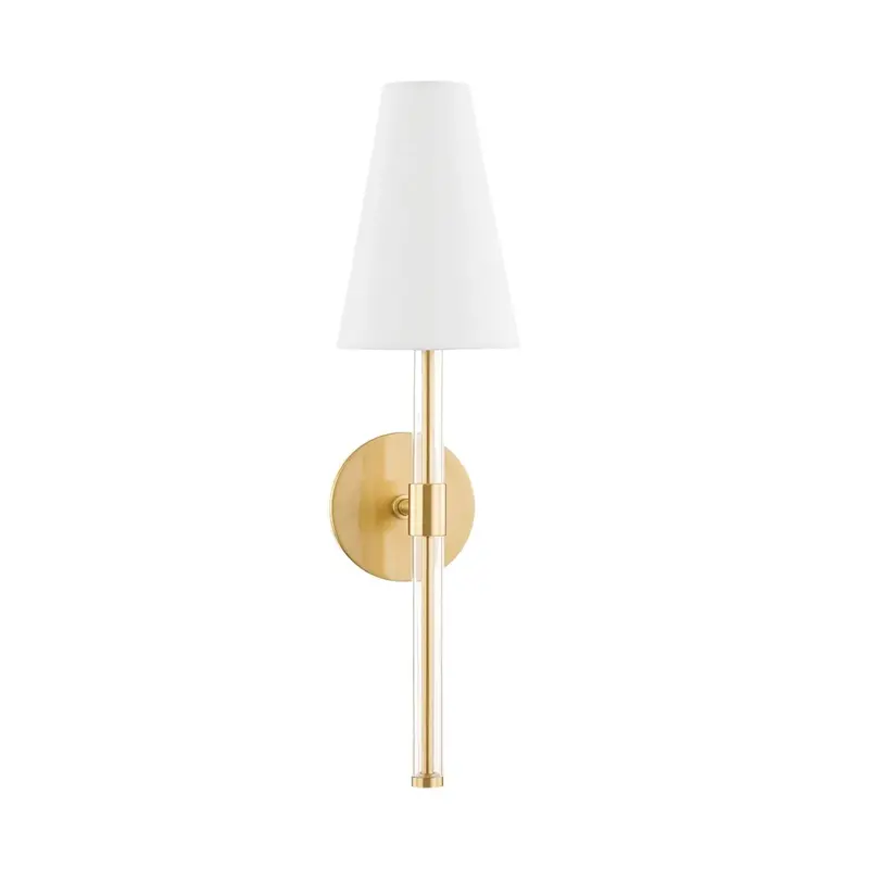 Janelle Linear Wall Sconce – Aged Brass Frame With Clear Acrylic Accents 1