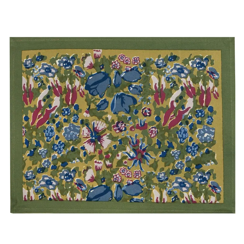 Jardin Blue & Green Woven Placemats – Natural Fiber Table Setting 1