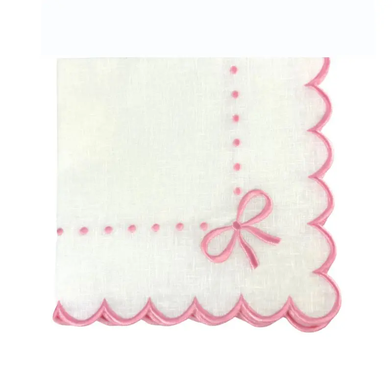 Juliet Bows Linen Napkins – White And Pink Studio Collection 1