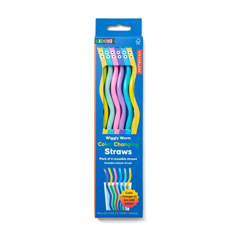 Kidoki Color-Changing Wiggly Worm Straws For Kids 1