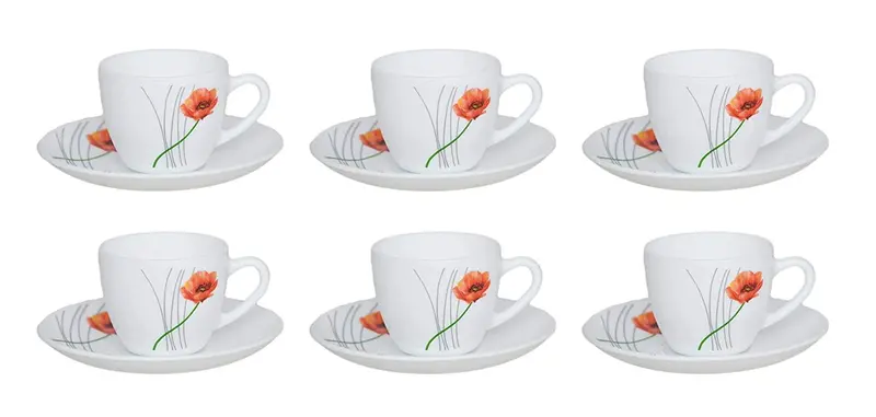 La Opala Diva Soul Passion Porcelain Tea & Coffee Set – 6-Piece, 220 Ml (White) 1
