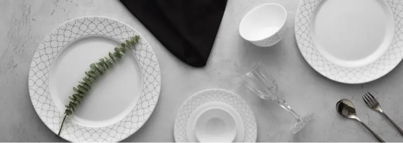 La Opala Diva Velvett Collection – 35 & 45-Piece Opal Glass Dinner Sets In Pearl Grey 1