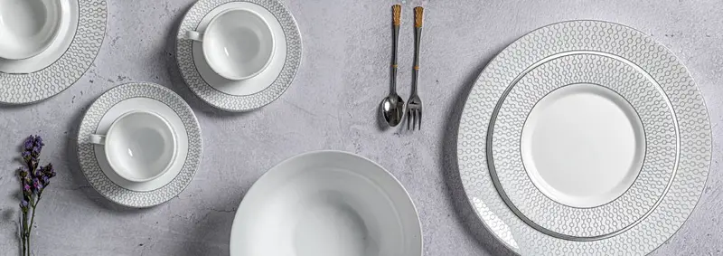 La Opala Diva Velvett Dinner Set – 45-Piece Opal Glass Tableware (Stella Grey) 1