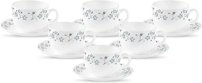 Laopala Diva Grace Blue Tea Cup And Saucer Set (6-Piece, 220Ml) 1