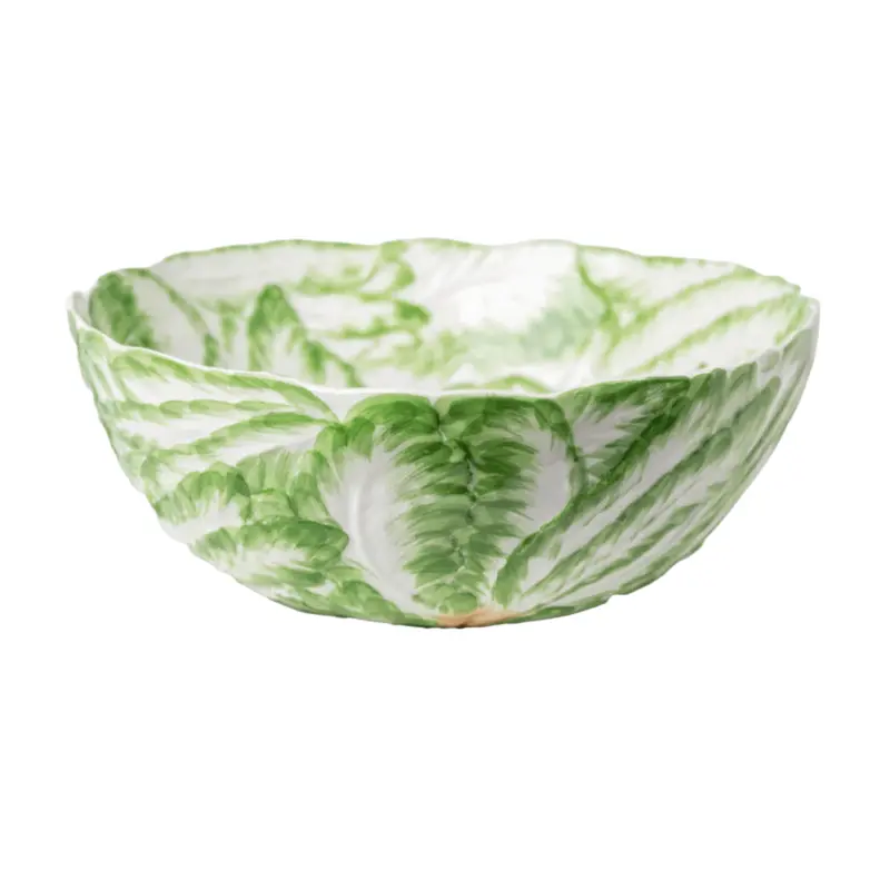 Large Green Ceramic Radish-Shaped Serving Bowl 1