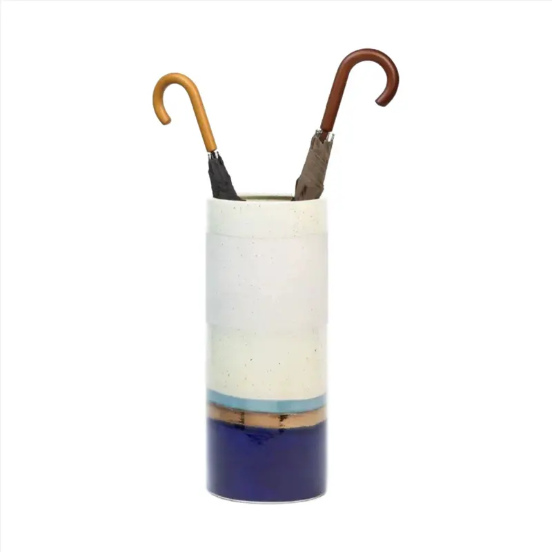Lienz Blue And White Ceramic Umbrella Holder 1