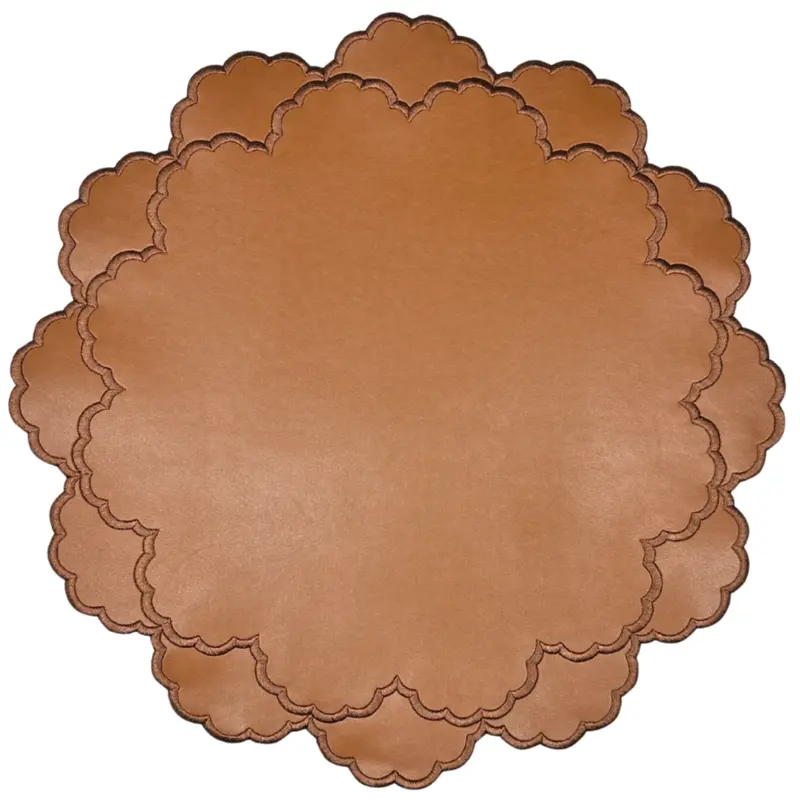 Light Brown Vegan Leather Lillian Placemats (Set Of 4) 1