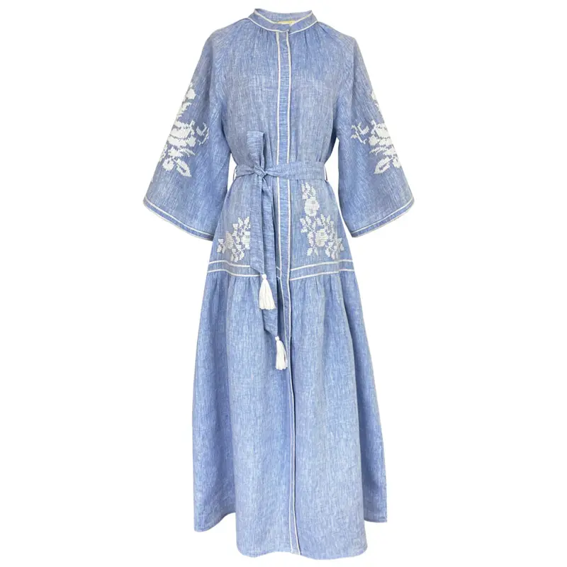 Light Denim Swan Detail Dress 1