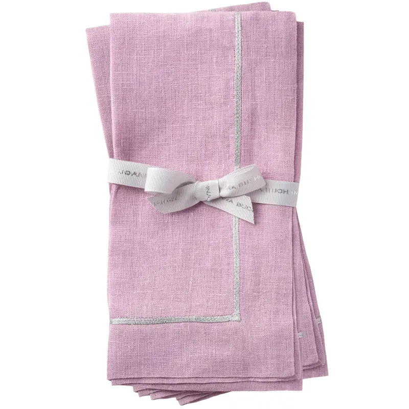 Lilac Dinner Napkins With Silver Trim – 2-Piece Set 1