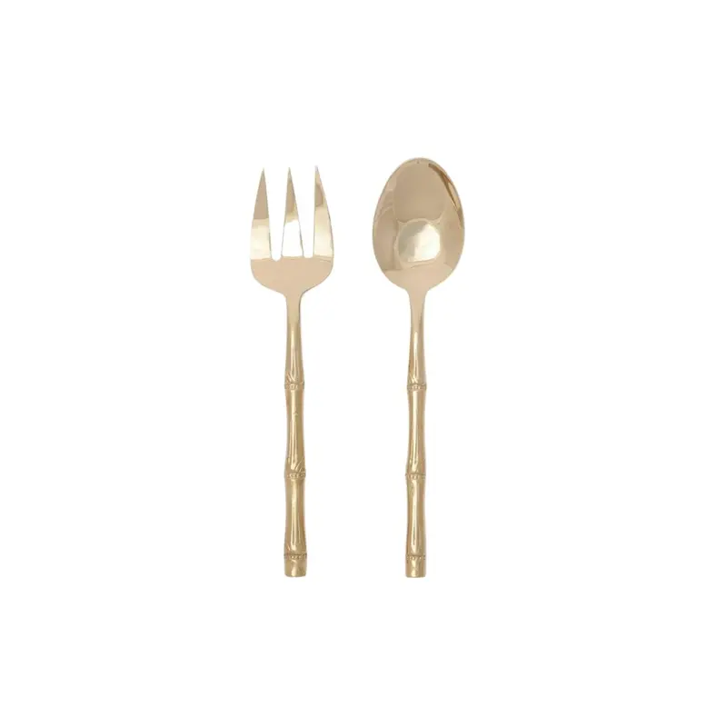 Liliana Bamboo Serving Set – 2-Piece, Polished Gold Finish 1