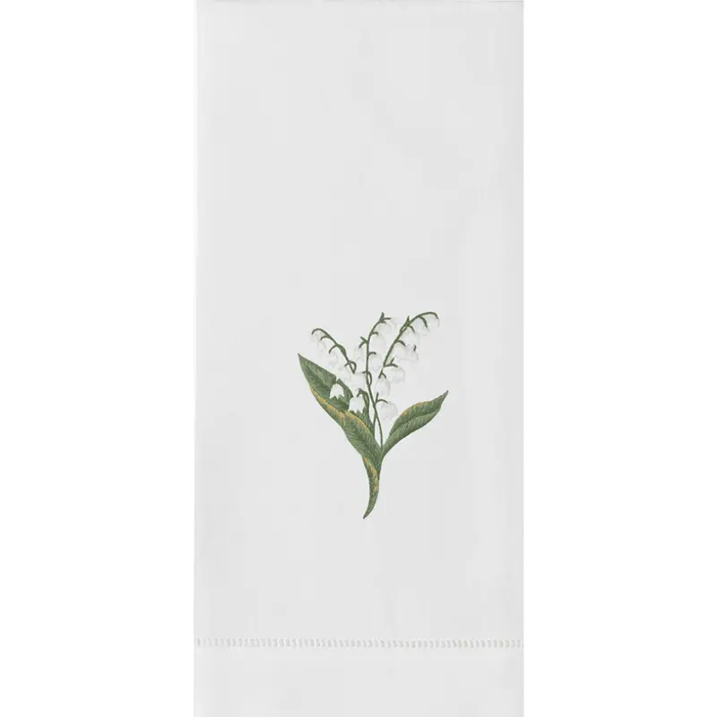 Lily Of The Valley Embroidered Linen Hand Towels 1