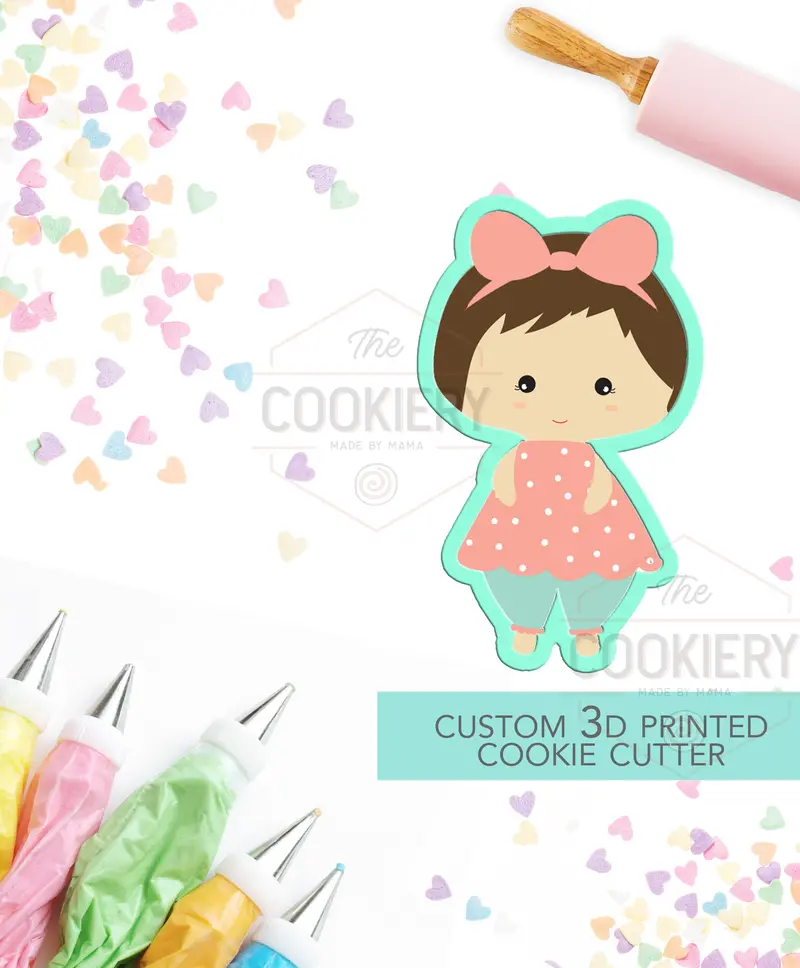 Little Girl Cookie Cutter – Sweet Baby Shower Or Toddler-Themed Baking Template 1