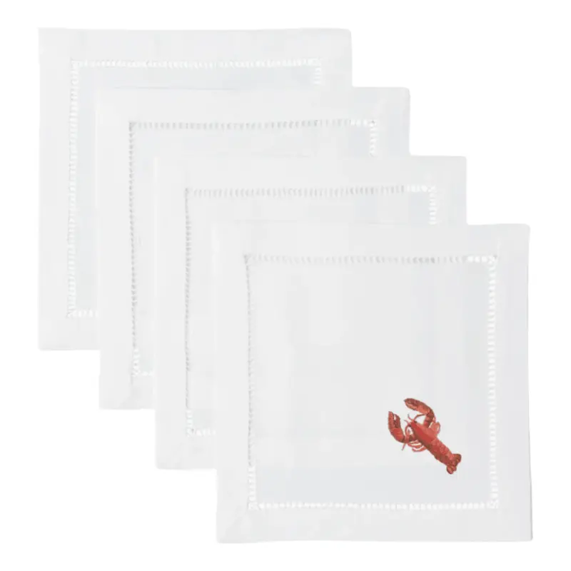 Lobster-Embroidered Cocktail Napkins – Set Of 4 1