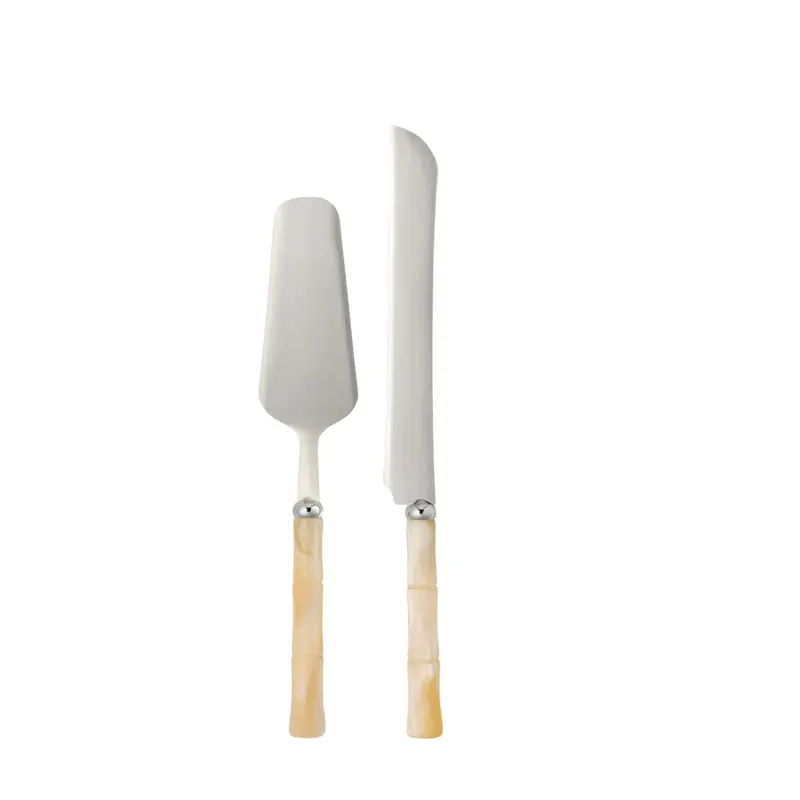 Lulu Ivory And Polished Silver Cake Server Duo 1