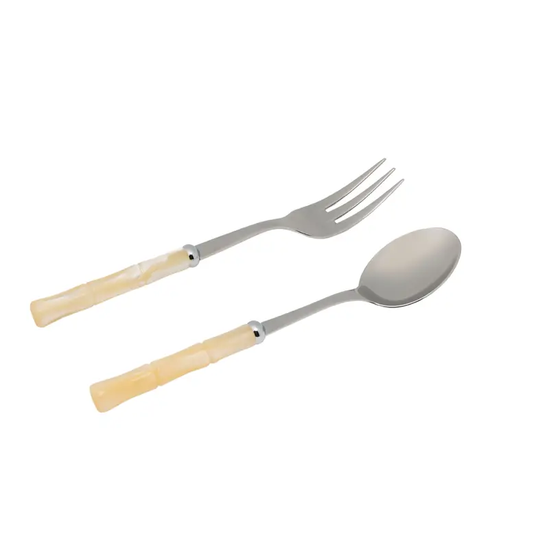Lulu Two-Piece Serving Utensil Set – Ivory Handles, Silver Trim 1