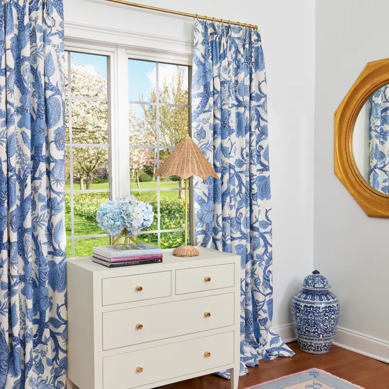 Macbeth Blue Linen-Blend Drapery Panel 1