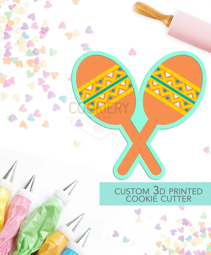 Maracas Cookie Cutter – Rhythmic Fiesta Instrument Design – 3D Printed Baking Tool – Tck16104 1